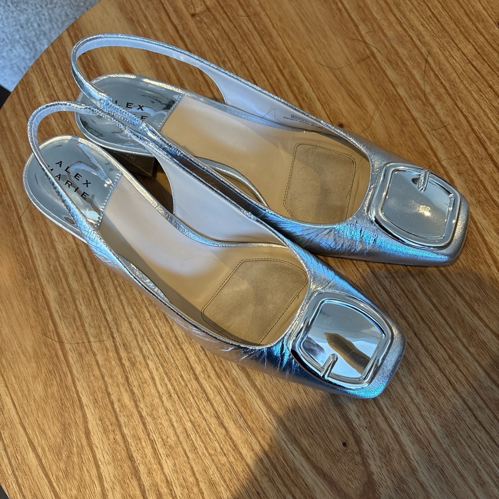 Alex Marie Metallic Silver Slingback Heels